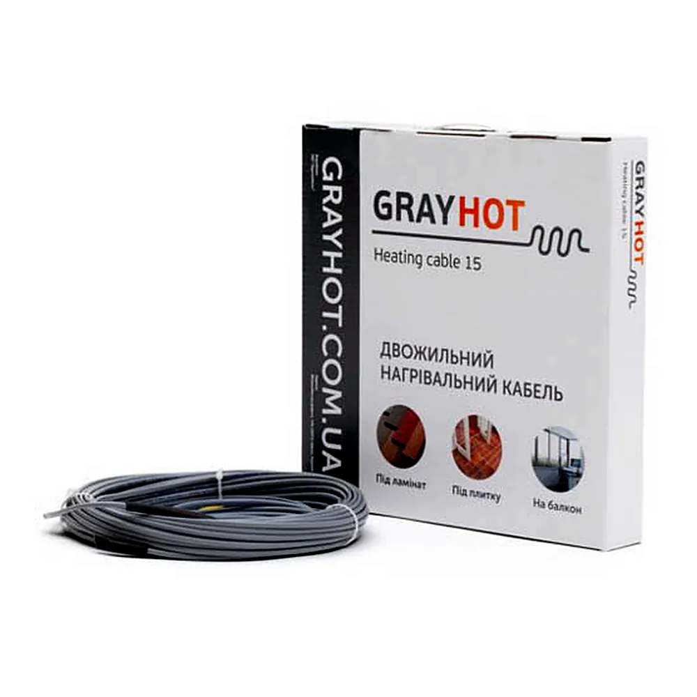 Нагрівальний кабель GrayHot 15, 129 Вт, 9 м