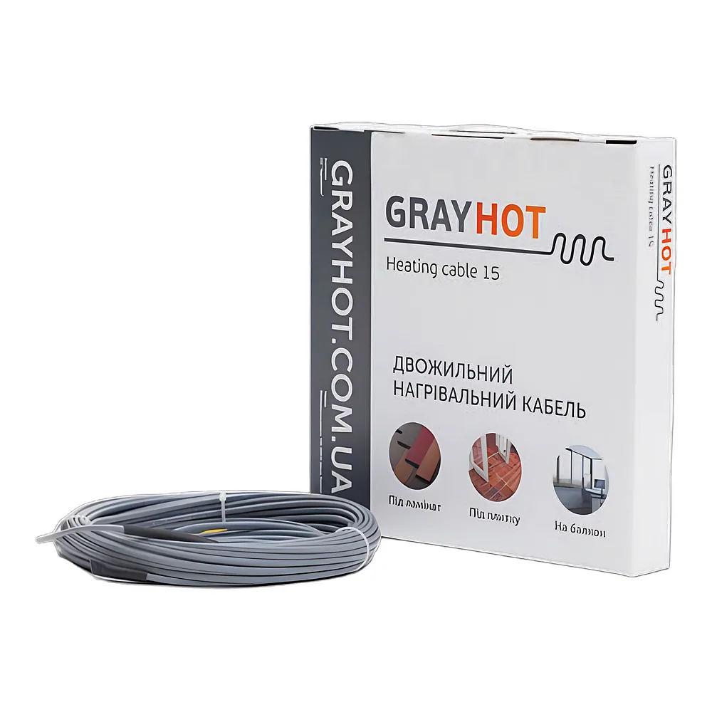 Нагрівальний кабель 15 1929 Вт 128 м GrayHot 0919015