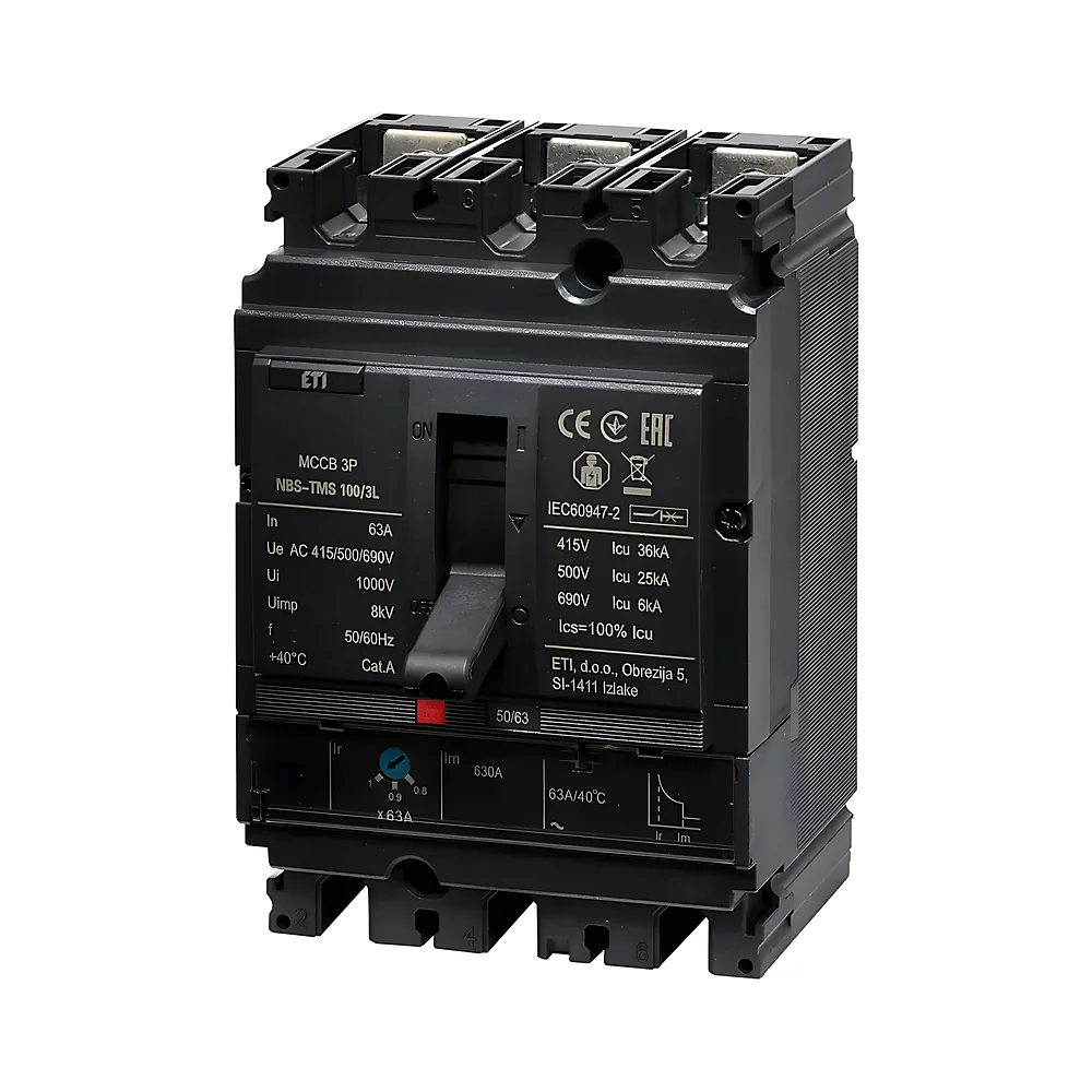 Автоматичний вимикач ETIBREAK NBS-TMS 100/3L 3P 63 А 36 кА ETI 4673005