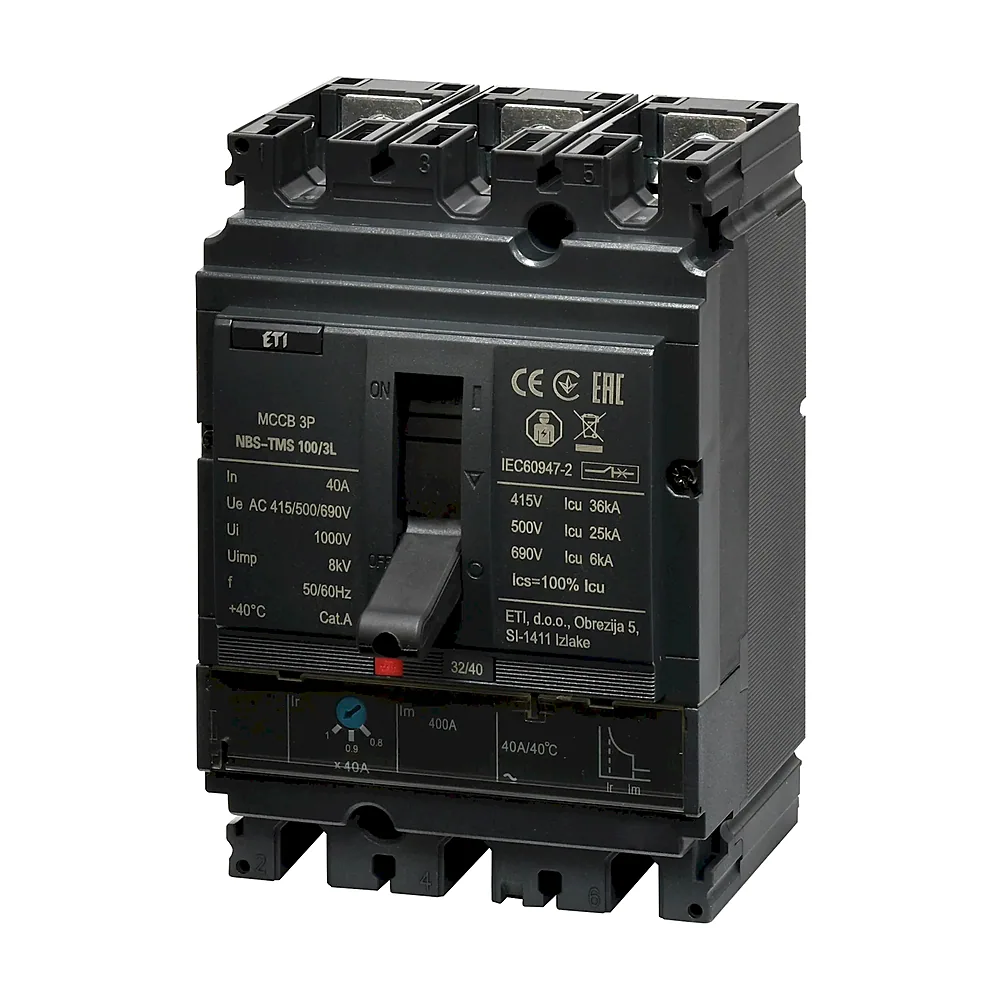 Автоматичний вимикач ETI ETIBREAK NBS NBS-TMS 100/3L 3P 40A 36kA 4673003