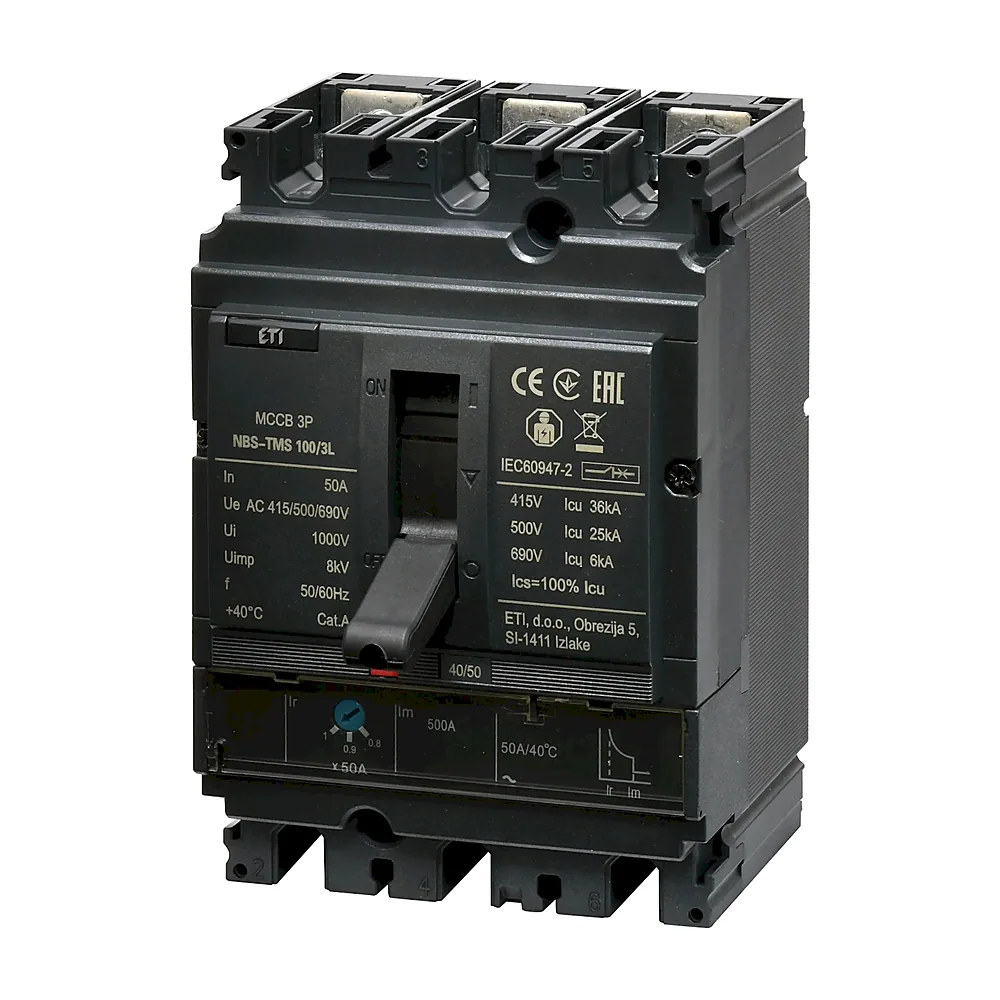 Автоматичний вимикач ETI ETIBREAK NBS NBS-TMS 100/3L 3P 50A 36kA 4673004