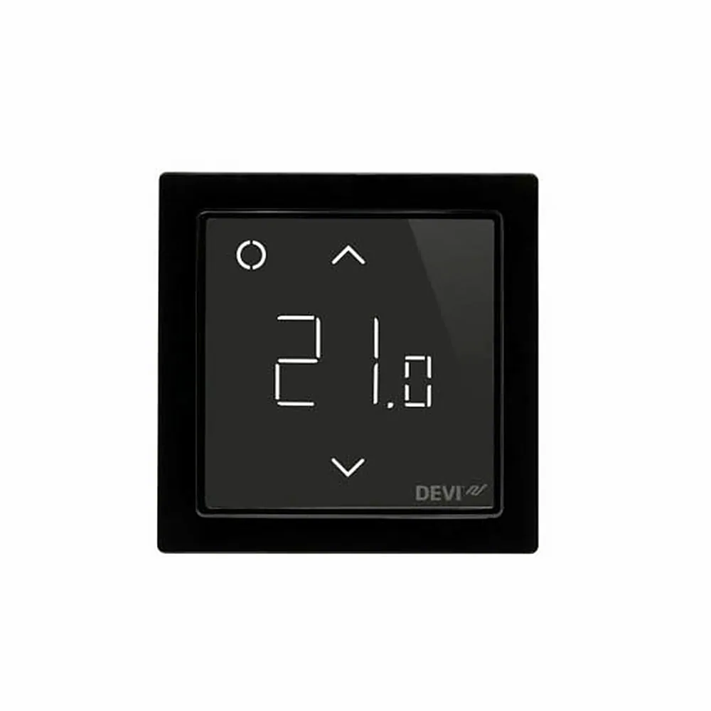 Терморегулятор Devi Devireg Smart, +5...45 °C, електронний, Wi-Fi, вбудований, дротовий датчик, 16A, 230В, чорний