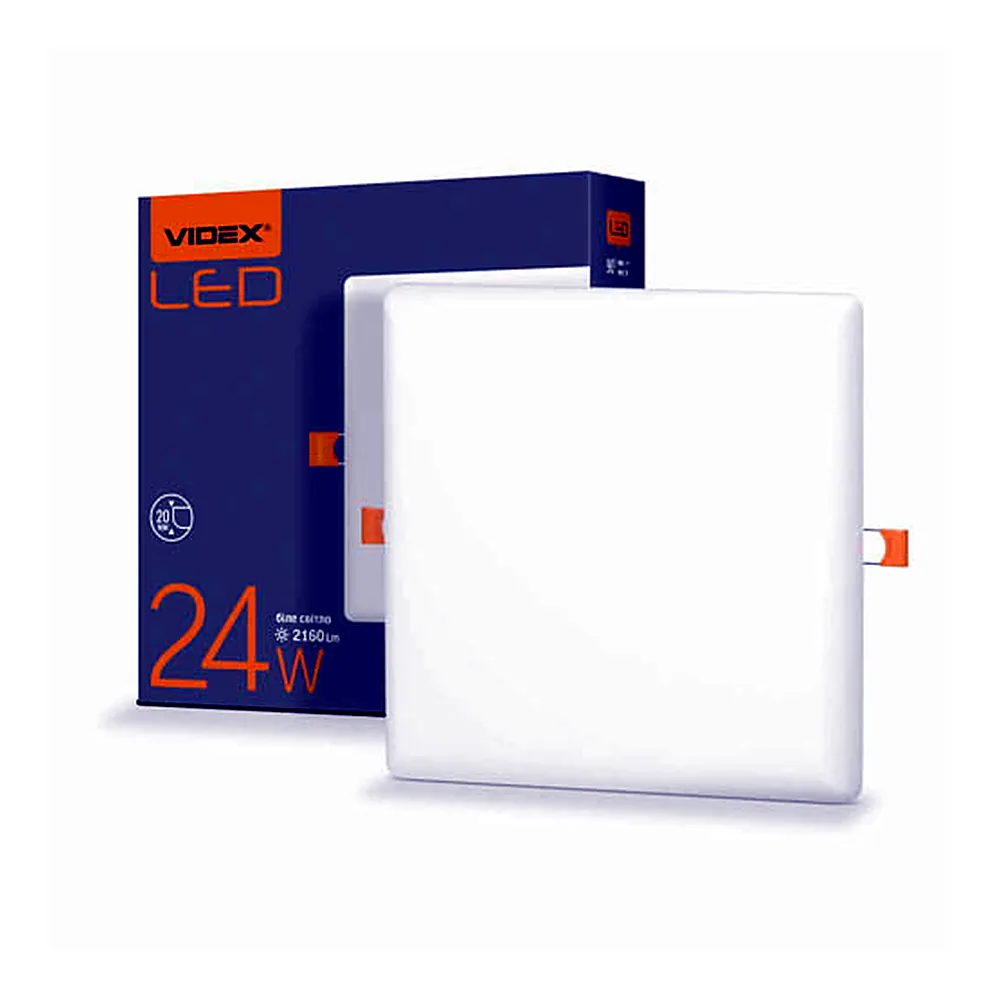 LED світильник безрамковий квадратний VIDEX 24W 4100K