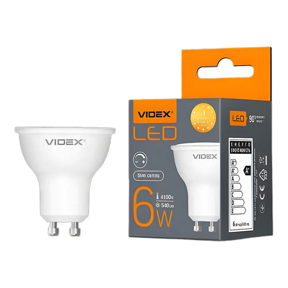 Світлодіодна лампа MR16eD 6 Вт GU10 4100 K дімерна Videx VL-MR16eD-06104