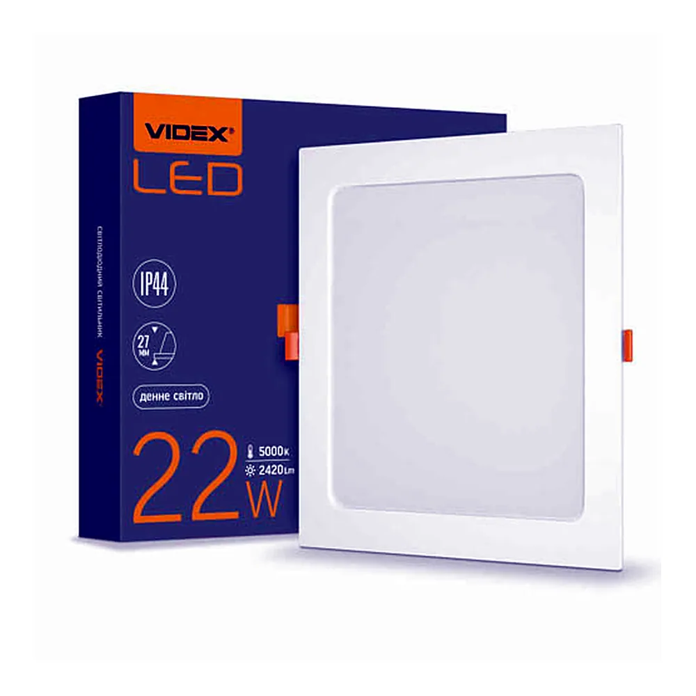 LED світильник Back вбудований квадрат VIDEX 22W 5000K