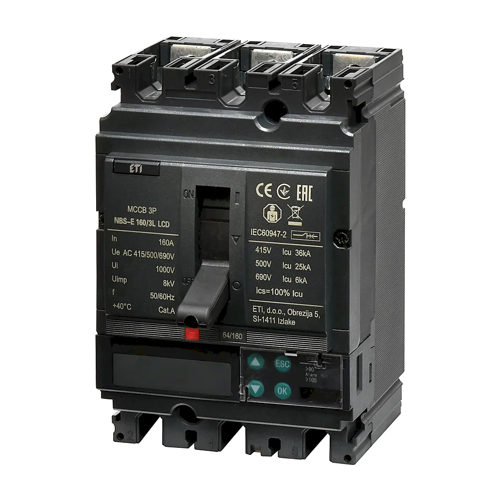 Автоматичний вимикач ETI ETIBREAK NBS NBS-E 160/3L LCD 3P 160A 36kA 4673061