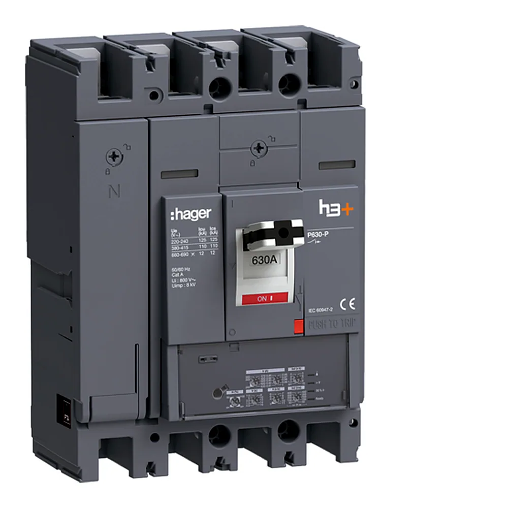 Автоматичний вимикач h3+, P630, In=630A, 4п, 110kA, LSI