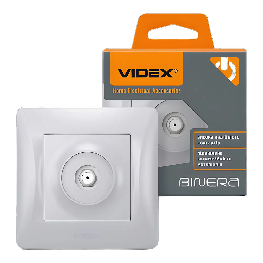 Розетка BINERA SAT одинарна супутникова срібний шовк Videx VF-BNSK1SATE-SS