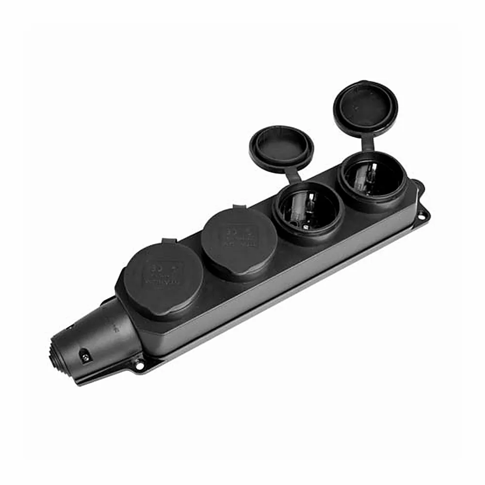 Колодка Videx TITANUM STANDARD IP44 4 гнізда 16А чорна TF-B416IP-B