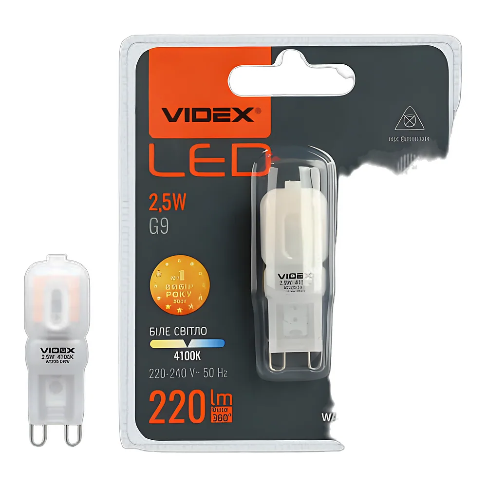 Світлодіодна лампа G9e 2,5 Вт G9 4100 K Videx VL-G9e-25224