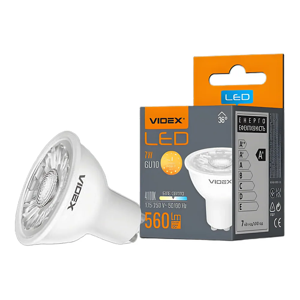 Світлодіодна лампа MR16eL 7 Вт GU10 4100 K Videx VL-MR16eL-07104