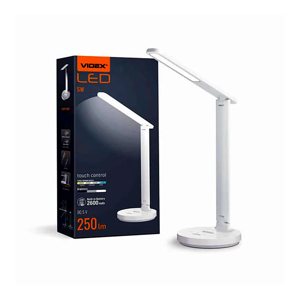 LED лампа настiльна з акумулятором VIDEX VL-TF16W 5W 1800-5000K