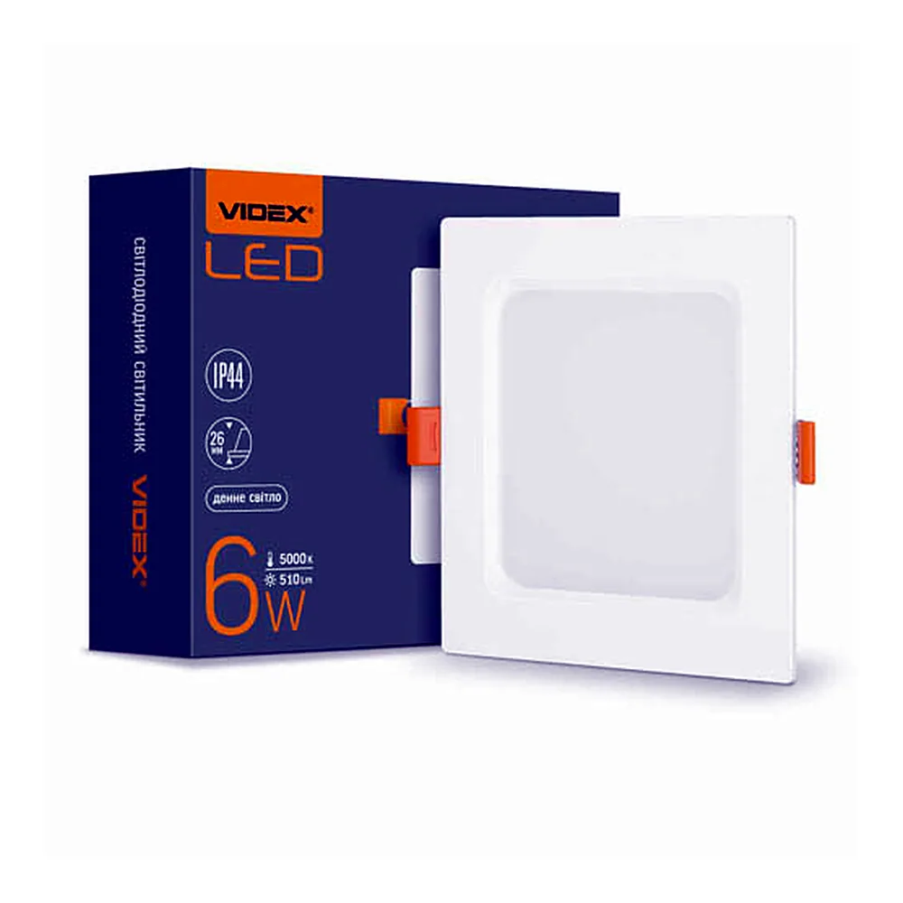 LED світильник Back вбудований квадрат VIDEX 6W 5000K