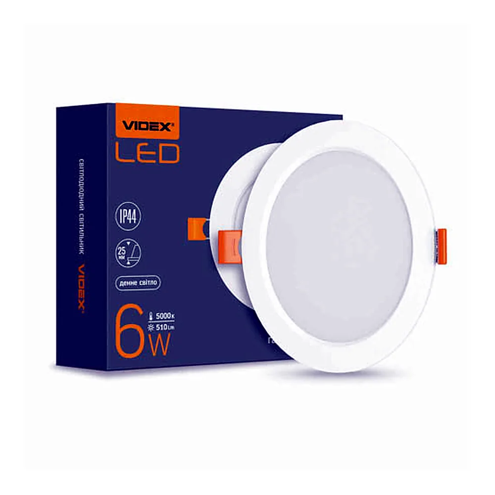 LED світильник Back вбудований круглий VIDEX 6W 5000K