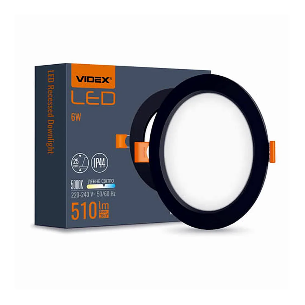 LED світильник Back вбудований круглий VIDEX 6W 5000K Black