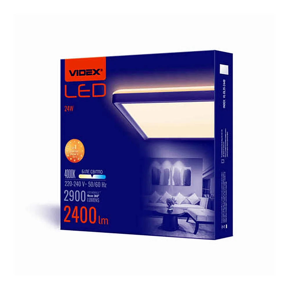 LED світильник з декоративною підсвіткою квадратний VIDEX DL3S 24W 4000K Білий