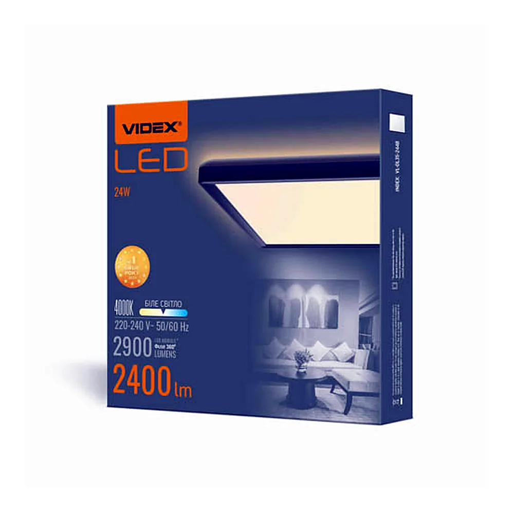 LED світильник з декоративною підсвіткою квадратний VIDEX DL3S 24W 4000K Чорний