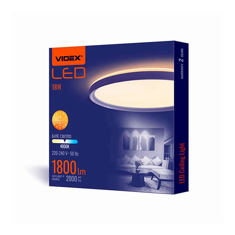 LED світильник з декоративною підсвіткою круглий VIDEX DL3R 18W 4000K Білий