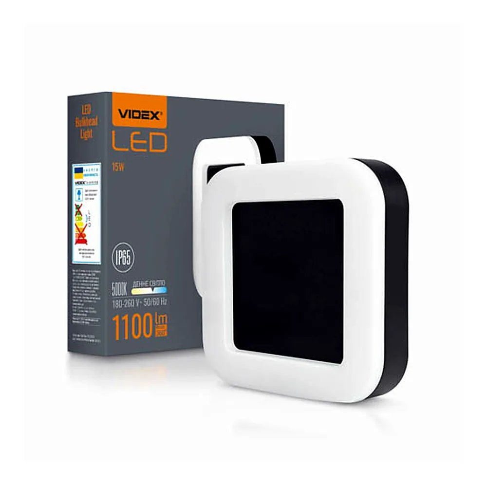LED світильник ART IP65 квадратний VIDEX 15W 5000K Black