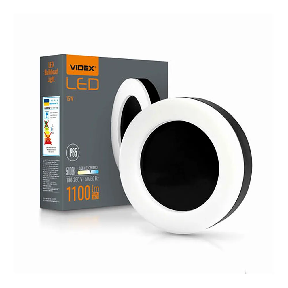 LED світильник ART IP65 круглий VIDEX 15W 5000K Black