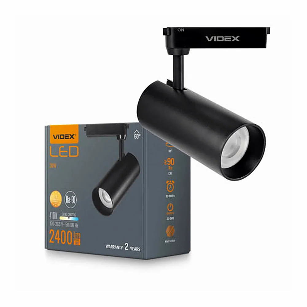 LED світильник трековий VIDEX 30W 60° 4100K чорний