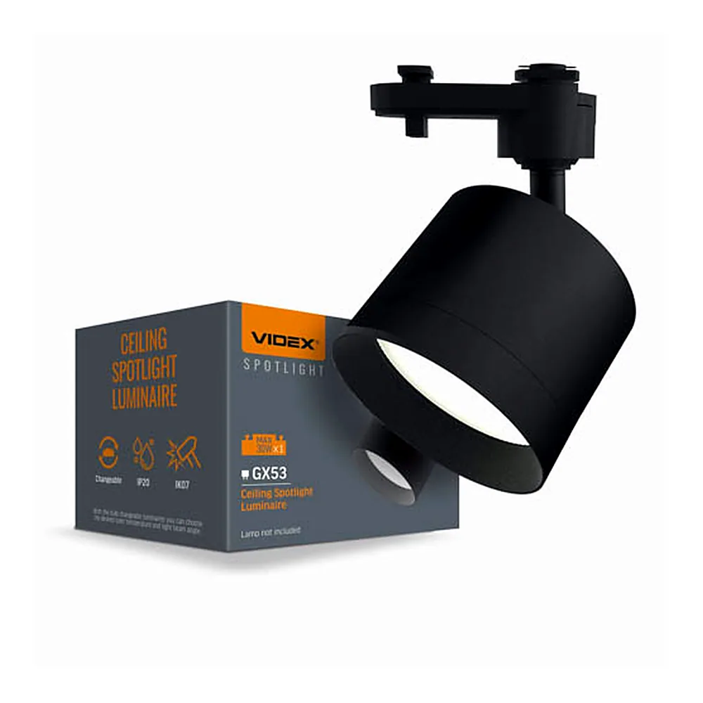 Світильник VIDEX під лампу GX53 трековий Чорний VL-SPF17C-B