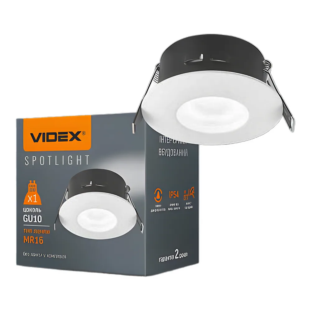 Світильник під лампу GU10 врізний Круглий білий IP54 Videx VL-SPF10R-W