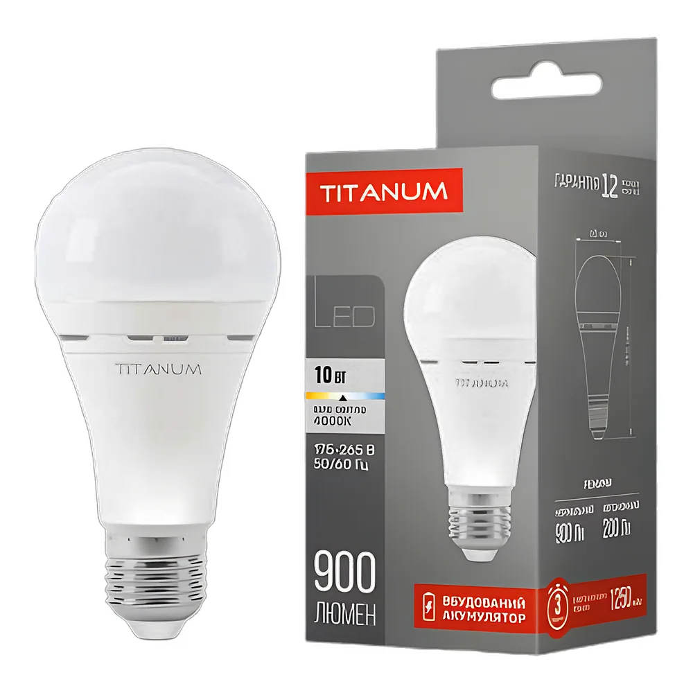 Світлодіодна лампа A68 10 Вт E27 4000 K 220 В TITANUM TL-EMA68-10274