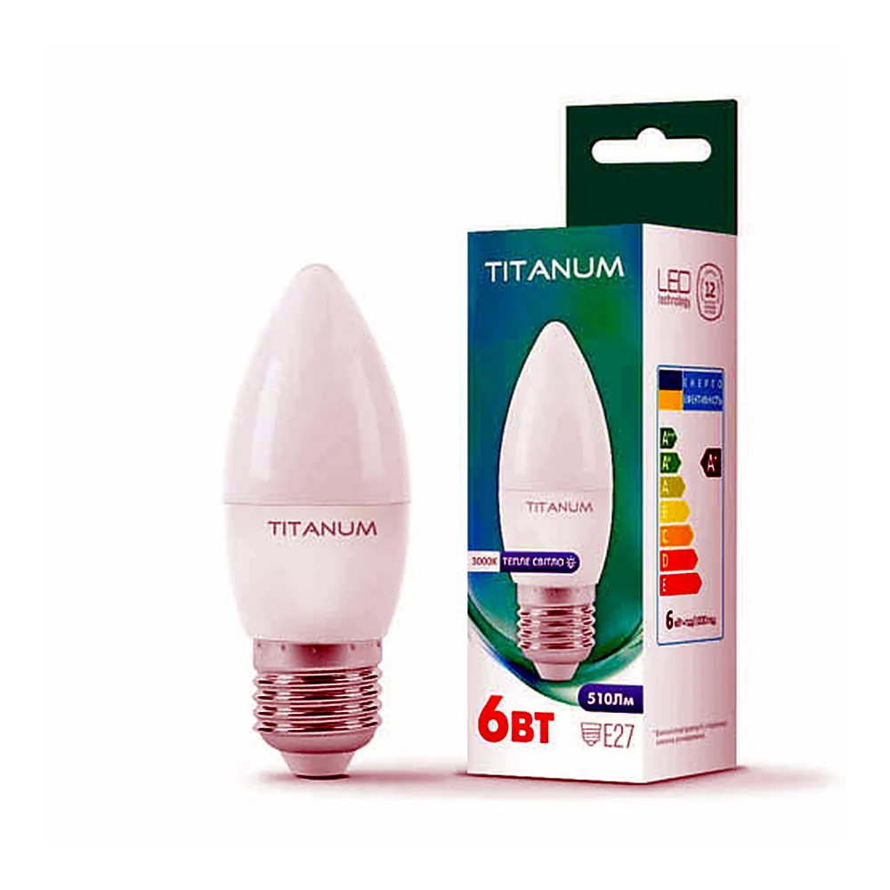 LED лампа TITANUM C37 6W E27 3000K