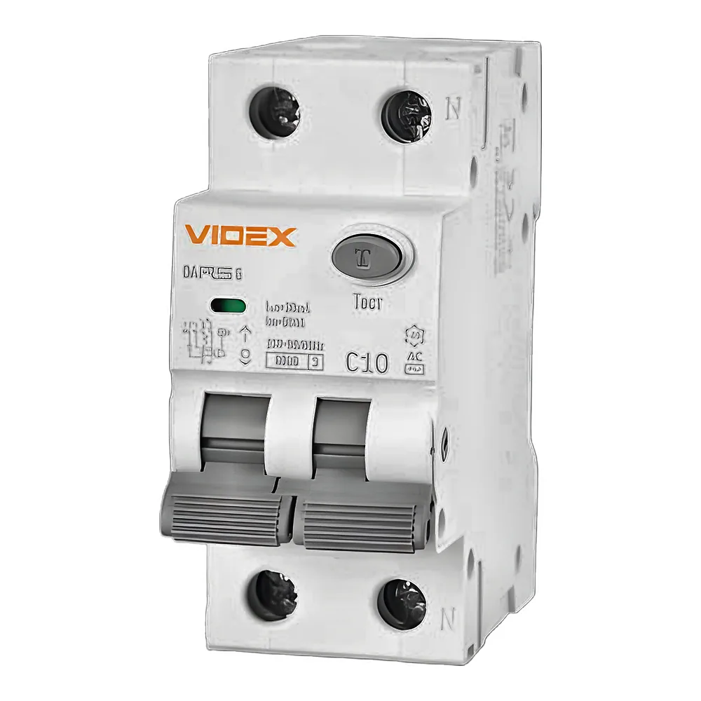 Диференційний автоматичний вимикач RESIST AC 2P 30 мА 6 кА 10 А Videx VF-RS6-DA2AC10