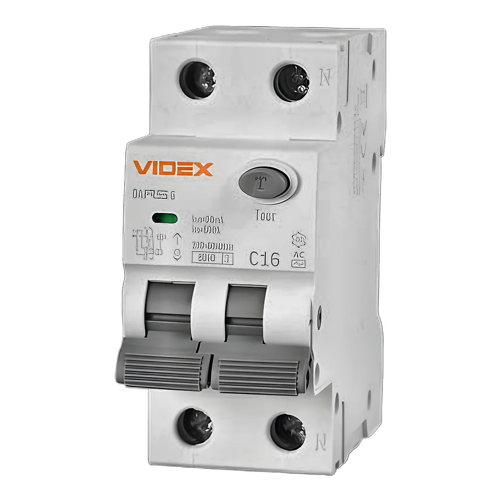 Диференційний автоматичний вимикач RESIST AC 2P 30 мА 6 кА 16 А Videx VF-RS6-DA2AC16
