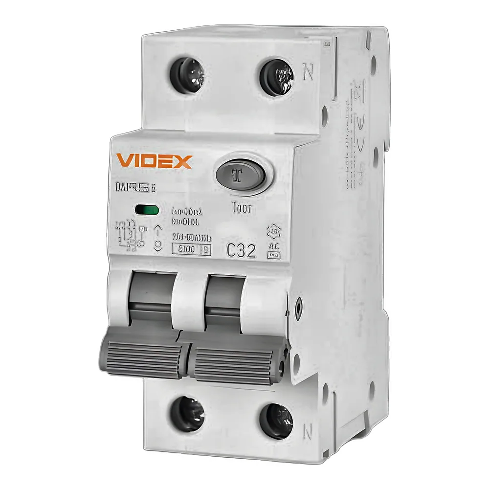 Диференційний автоматичний вимикач RESIST AC 2P 30 мА 6 кА 32 А Videx VF-RS6-DA2AC32