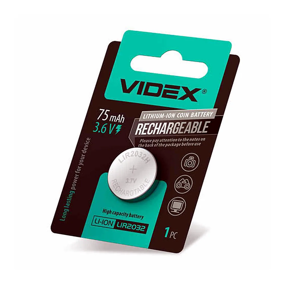 Акумулятор літієвий Videx LIR2032 1шт BLISTER CARD