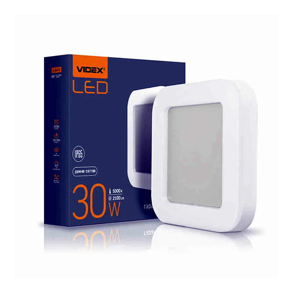 LED світильник ART IP65 квадратний VIDEX 30W 5000K