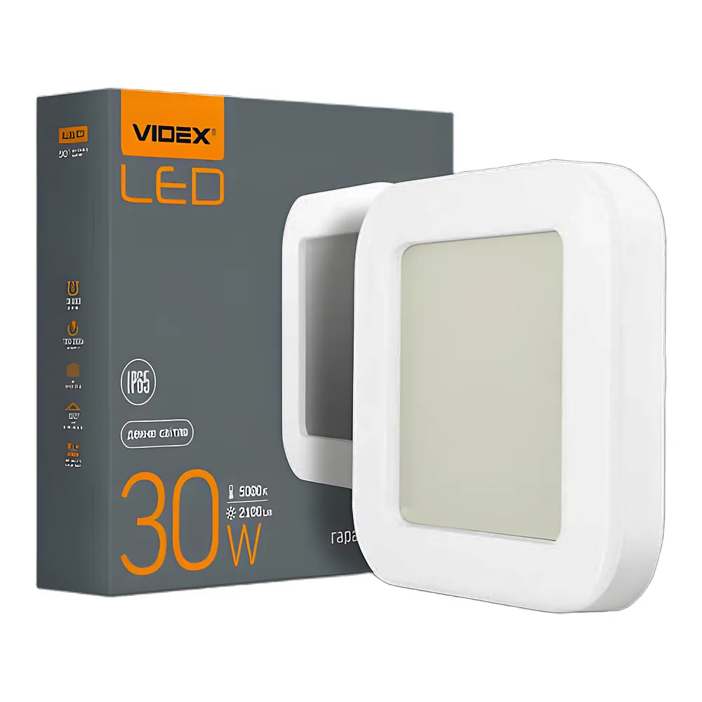Світлодіодний світильник ART IP65 квадратний 30 Вт 5000 K Videx VL-BHFS-305