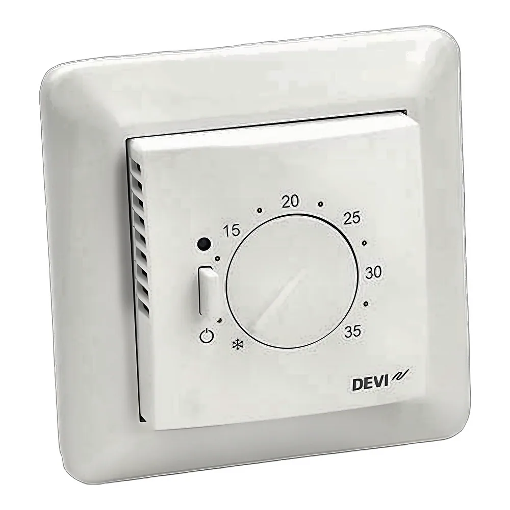 Терморегулятор Devireg 532 +5...50 °C механічний вбудований дротовий/повітряний датчик 15 А 230 В білий DEVI 140F1037