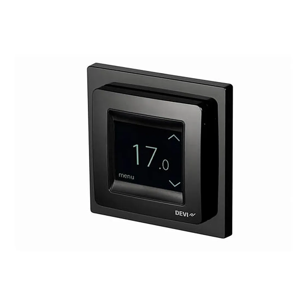 Терморегулятор Devi Devireg Touch, +5...45 °C, сенсорний, вбудований, дротовий датчик, 16A, 230В, чорний