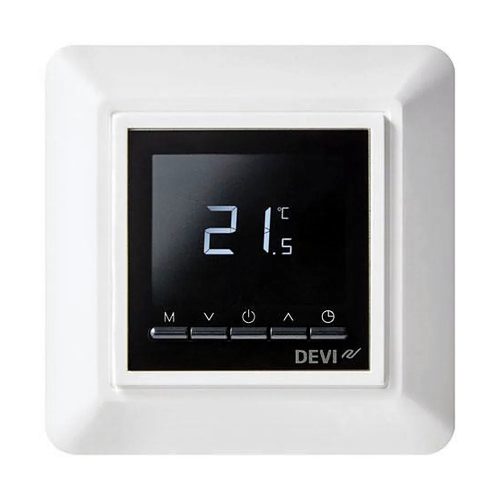 Терморегулятор Devi Devireg Opti, +5...45 °C, електронний, вбудований, дротовий датчик, 13A, 230В, білий
