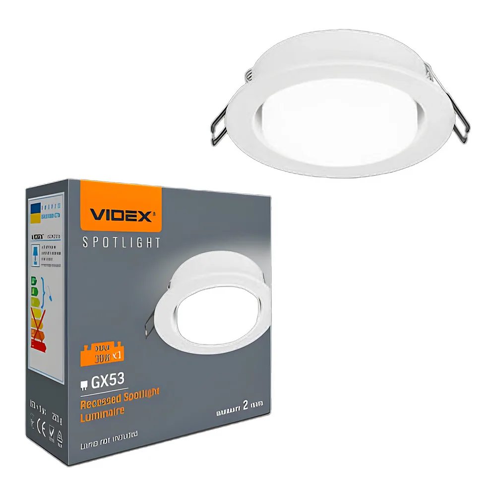 Світильник під лампу GX53 врізний білий Videx VL-SPF27R-W