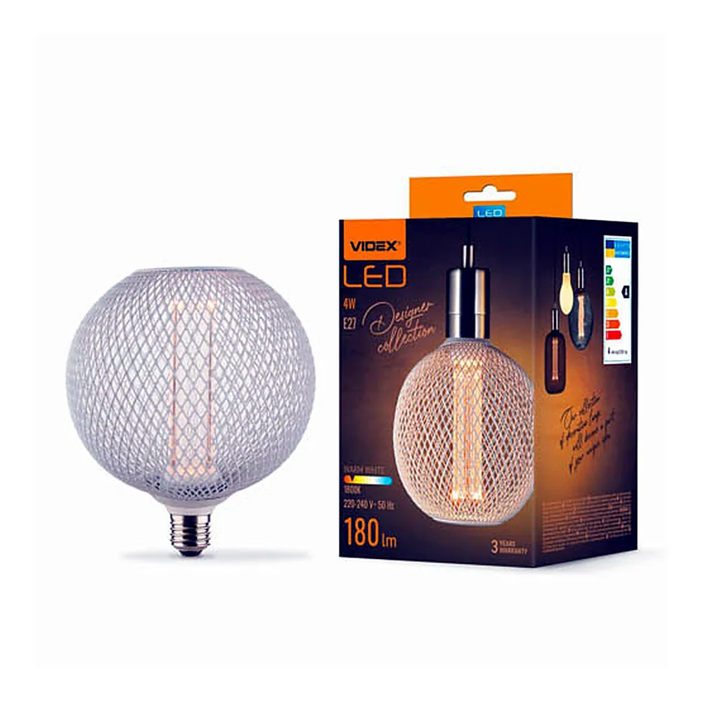 LED лампа VIDEX Filament VL-DWMC125150 4W E27 1800K White Chainmail style