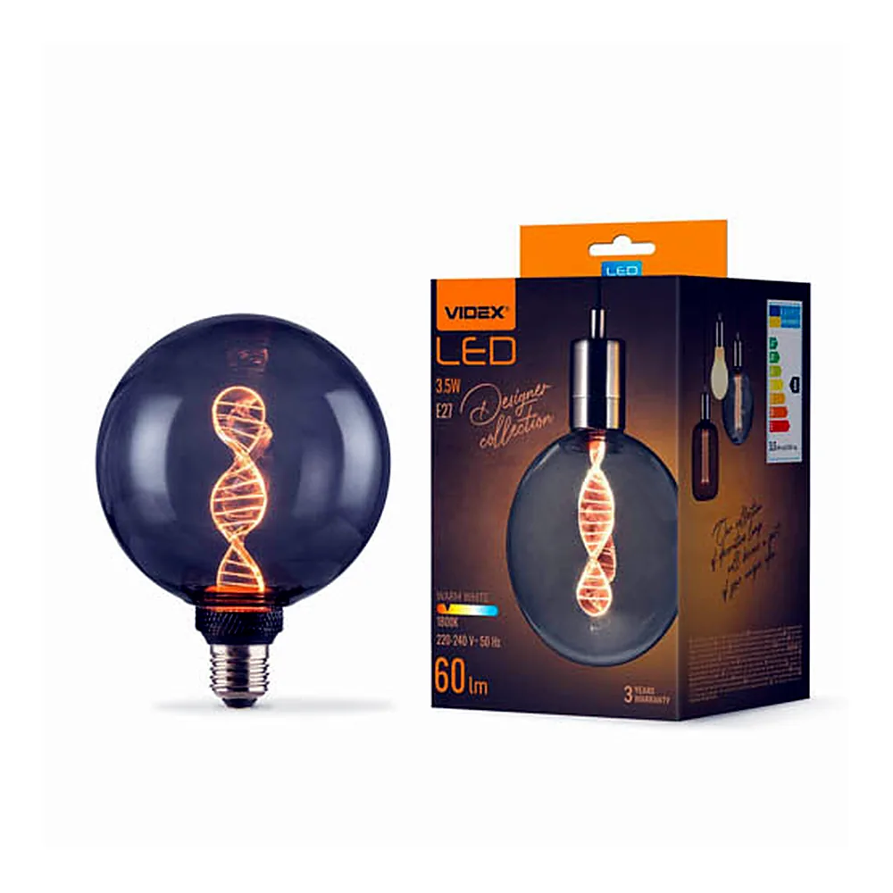 LED лампа VIDEX Filament VL-DNA-G125-S 3.5W E27 1800K Smoky