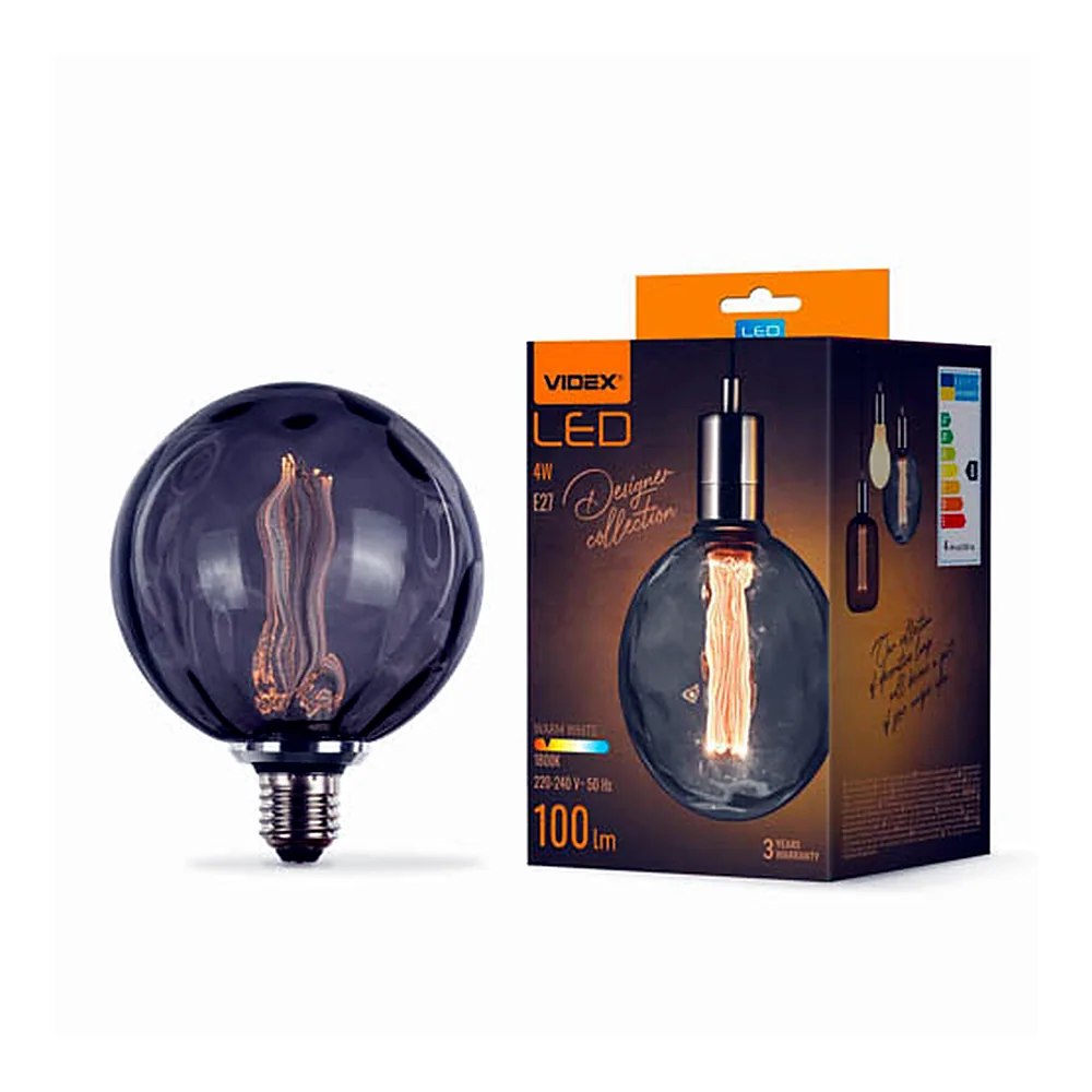 LED лампа VIDEX Filament VL-DI-G125FC1980S 4W E27 1800K Smoke