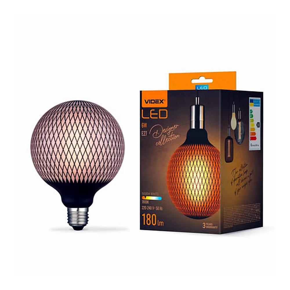 LED лампа VIDEX Filament VL-DG125BP 6W E27 1800K Black Magician net