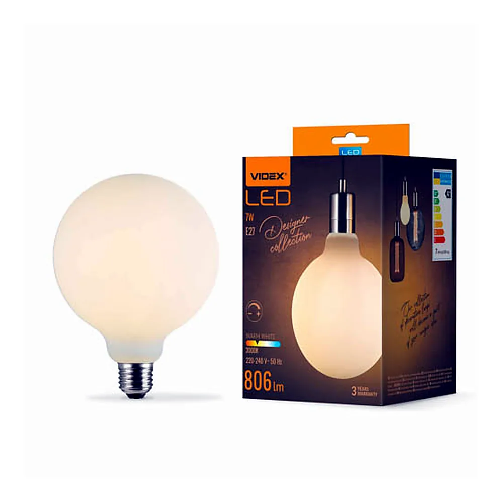 LED лампа VIDEX Filament VL-DG125MO 7W E27 3000K Porcelain dimmable