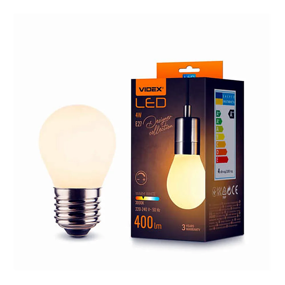 LED лампа VIDEX Filament VL-DG45MO 4W E27 3000K Porcelain dimmable