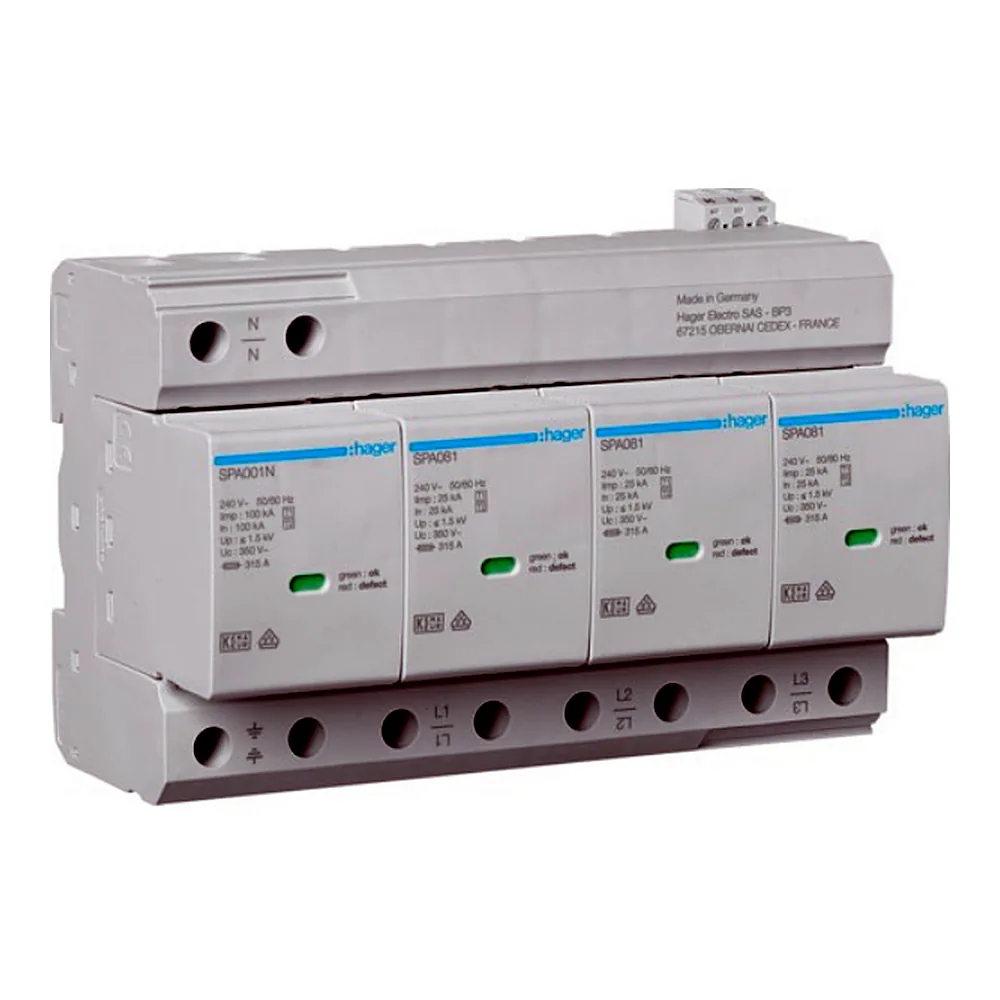 Розрядник (ПЗІП) T1+T2 4P Uc 350V 25kA 1,5kV TNS/TT +дод.контакт