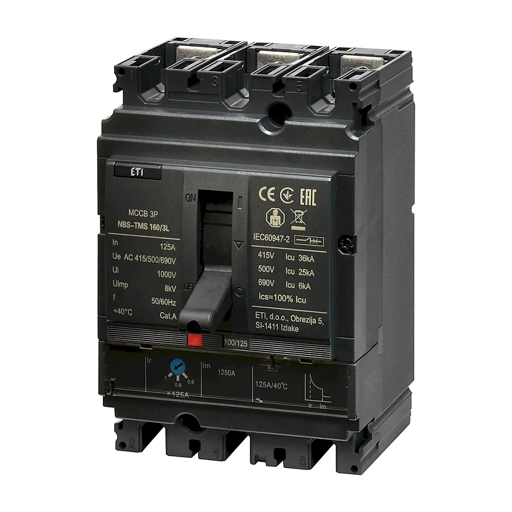 Автоматичний вимикач ETI ETIBREAK NBS NBS-TMS 160/3L 3P 125A 36kA 4673008