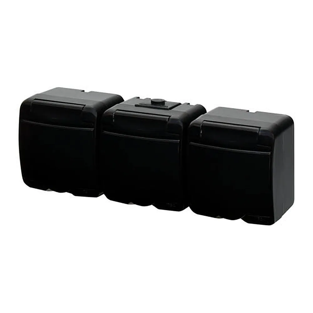 Розетка 3-на з з/к Schuko RHE-3s-BL (чорн./чорна кришка, IP54)