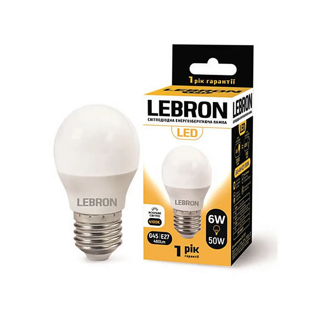 LED-лампа LEBRON L-G45 6W E27 4100K 11-12-47