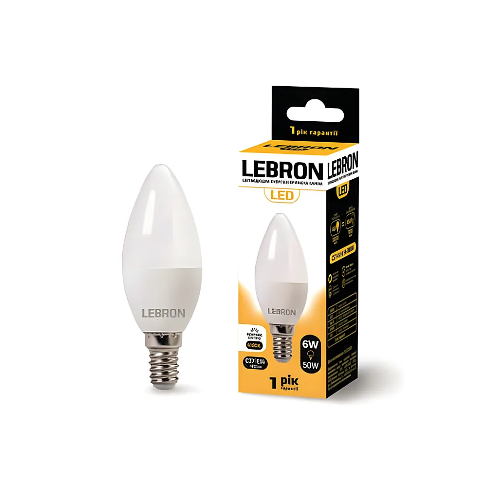 LED-лампа LEBRON L-C37 6W E14 4100K 11-13-17